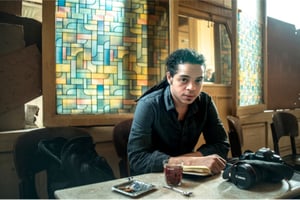Ahmed Hassan dans un café, au Caire © Maged Aboueldahab, pour J.A.