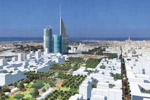 Une vue d’architecte du site de Casablanca Finance City, siège d’Africa50. © DR