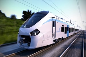 Le train régional Coradia d’Alstom peut circuler à une vitesse de 160 km/h. © Alstom Transport/ Design & Styling