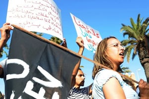 Des militants du Mouvement du 20 février,  à Rabat, le 26 août 2012. © Abdelhak Senna/AFP
