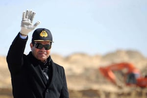 Le président Al Sissi durant sa visite au canal de Suez, février 2015 © AP/SIPA