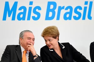 Le couple exécutif à Brasília, le 24 juin. © Evaristo SA/AFP