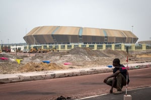 Le stade Kintele en construction à Brazzaville le 22 juillet 2015. © AFP
