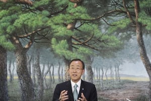 Ban Ki-moon, en août 2012, à Séoul. © Ahn Young-joon/AP/SIPA