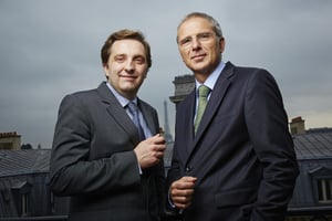 Laurent Demey (g) et Luc Rigouzzo, les co-fondateurs d’Amethis Finance © Bruno Lévy pour J.A.