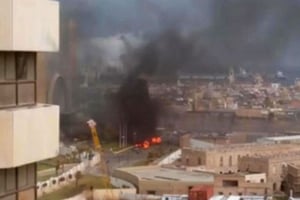Explosion au Cortinthia hotel à Tripoli, janvier 2015. © AP/SIPA