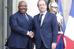 Le président gabonais Ali Bongo Ondimba en visite à l’Élysée, le 8 avril 2014. © Jacques Brinon/AP/SIPA