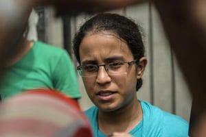 La lycéenne Mariam Malak, devenue l’icône de la lutte contre la corruption en Egypte, le 9 septembre 2015 au Caire. © Khaled Desouki / AFP
