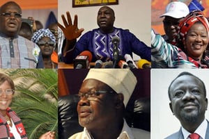 Roch Marc Christian Kaboré, Zéphirin Diabré, Saran Séré Sérémé, Françoise Toé, Ablassé Ouédraogo, Bénéwendé Stanislas Sankara. Tous sont candidats à l’élection présidentielle. © AFP/Twitter