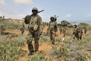 Des soldats de l’Amisom, en Somalie, le 5 octobre 2014. © Tobin Jones/AP/SIPA