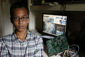 Ahmed Mohamed, un lycéen de 14 ans à Irving au Texas, 15 septembre 2015. © Vernon Bryant/AP/SIPA