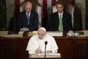Le pape François devant le Congrès, le 24 septembre 2015. © Pablo Martinez Monsivais/AP/SIPA