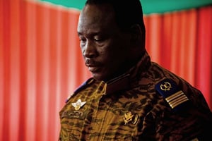 Isaac Yacouba Zida, le 3 novembre 2014, alors lieutenant-colonel. © Theo Renaut/AP/SIPA