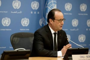 Le président François Hollande, lors d’un sommet de l’ONU sur les objectifs du développement durable, le 27 septembre 2015 à New-York. © Alain Jocard/AFP