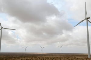 Des éoliennes dans le parc de Tarfaya, au Maroc, le 14 mai 2013. © Fadel Senna/AFP