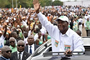 Alassane Ouattara, le 9 octobre 2015 à Yamoussoukro. © AFP/Issouf Sanogo