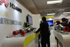 Vue d’un salon d’exposition des câbles sous-marins du fournisseur chinois Huawei. © www.huaweimarine.com/marine/
