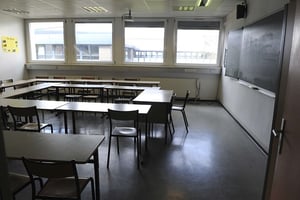 Une salle de classe, à Strasbourg, dans l’est de la France. © CHRISTIAN LUTZ/AP/SIPA