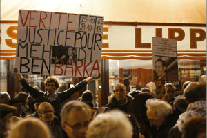 Rassemblement à Paris, le 29 octobre 2015, en hommage à Mehdi Ben Barka, enlevé il y a 50 ans. © Francois Guillot/AFP