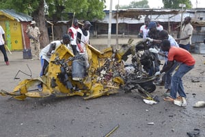 Après l’explosion d’une femme kamikaze en juillet 2015 dans la ville de Maiduguri. © Jossy Ola/AP/SIPA