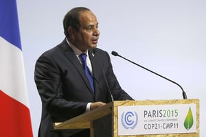 “Les transferts de technologie sont un impératif, la preuve principale du sérieux de la communauté internationale face au changement climatique”, a déclaré Abdel Fattah al-Sissi à l’ouverture de la conférence mondiale sur le climat. © Michel Euler/AP/SIPA