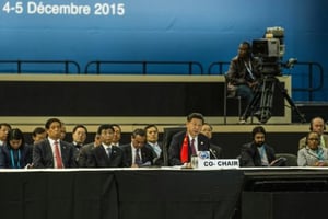 Le président chinois Xi Jinping lors du discours de clôture du deuxième sommet Chine-Afrique à Johannesburg en Afrique du Sud, le 5 décembre 2015. © AFP