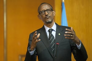 Le président rwandais Paul Kagamé, le 16 avril 2015 à Addis Abeba. © Zacharias Abubeker/AFP