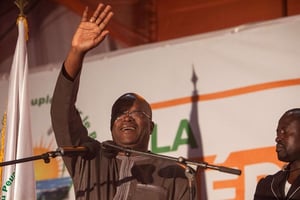 Roch Kaboré, après l’annonce des premiers résultats, le 1er décembre 2015, à Ouagadougou © Theo Renaut/AP/SIPA