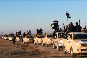 Un convoi de Daesh dans la province d’Anbar, en Irak. Photo diffusée sur un site jihadiste en janvier 2014 (image d’illustration). © AP/SIPA