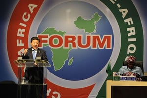 Le président chinois Xi Jinping durant son discours au sommet Chine-Afrique, à Johannesburg, le 4 décembre 2015. © AP/SIPA