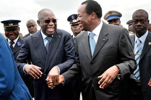 Laurent Gbagbo (à g.) et Blaise Compaoré, le 15 septembre 2009. © KAMBOU SIA/AFP