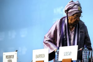 La présidente du Liberia, Ellen Johnson-Sirleaf, le 16 décembre 2015 lors de la 10e conférence ministérielle de l’Organisation mondiale du commerce (OMC) à Nairobi. © Tony Karumba/AFP
