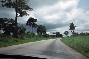 La route reliant le nord et le sud de la Côte d’Ivoire © Philippe Guionie/J.A.