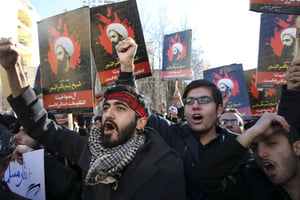 Le 3 janvier, les Iraniens ont manifesté contre l’exécution en Arabie Saoudite du leader religieux chiite Nimr Baqer Nimr . © Vahid Salemi/AP/SIPA