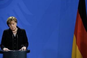 La chancelière allemande Angela Merkel lors d’une conférence de presse, le 7 janvier 2016 à Berlin. © Tobias Schwarz/AFP