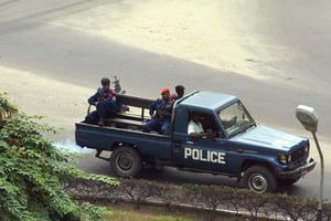 Un véhicule de police à Kinshasa. © AFP/Desirey Minkoh