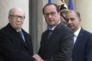 Les présidents français et tunisiens, François Hollande et Béji Caïd Essebsi, à Paris, le 14 novembre 2015. © Jacques Brinon / AP / SIPA