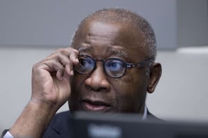 Laurent Gbagbo au premier jour de son procès devant la CPI, le 28 janvier 2016, à La Haye. © Peter Dejong/AP/SIPA