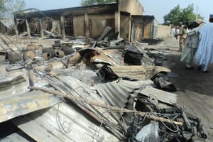 Une précédente attaque à Mafa, au Nigeria, le 2 mars 2014. © Stringer / AFP