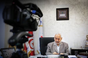 Rached Ghannouchi, président du mouvement, affirme vouloir s’inspirer de la démocratie chrétienne allemande. © JEAN-CLAUDE COUTAUSSE/DIVERGENCE POUR LE MONDE