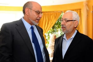 Hamadi Jebali et Rached Ghannouchi, en 2011 © Fethi Belaïd/AFP