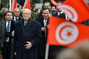 Le président tunisien, Beji Caid Essebsi , le 18 février 2016 à Kehrsatz près de Berne en Suisse. © Fabrice Coffrini / AFP