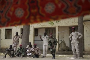 Les troupes tchadiennes, en mai 2015. © Jerome Delay/AP/SIPA