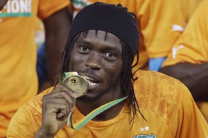 Gervinho, vainqueur de la CAN avec la Côte d’Ivoire, remet son titre en jeu. © Sunday Alamba / AP / SIPA