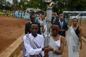 Lors d’une commémoration du génocide rwandais, en 2014 © AFP