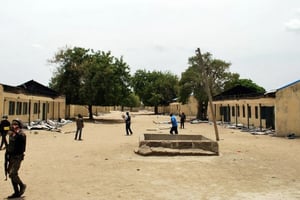 L’école de Chibok où 219 lycéennes ont été enlevées par Boko Haram, le 21 avril 2014 au Nigeria. © AFP