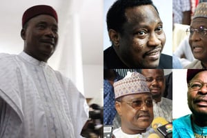 Mahamadou Issoufou, Hama Amadou, Seyni Oumarou, Amadou Boubacar Cissé, Mahamane Ousmane. © AP/SIPA/Gaël Cogné – J.A.