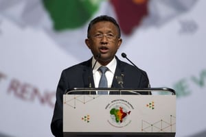 Hery Rajaonarimampianina, l’ancien président malgache. © Saurabh Das/AP/SIPA