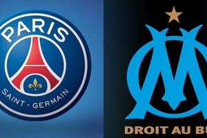 Logos du Paris Saint-Germain et de l’Olympique de Marseille. © DR