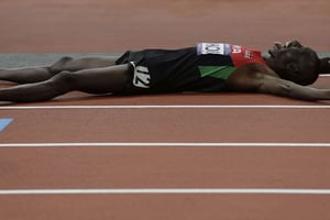 Pour Ezekiel Kemboi comme pour le reste de la délégation kényane, les Jeux de Rio ont été difficiles à vivre. © David J. Phillip/AP/SIPA